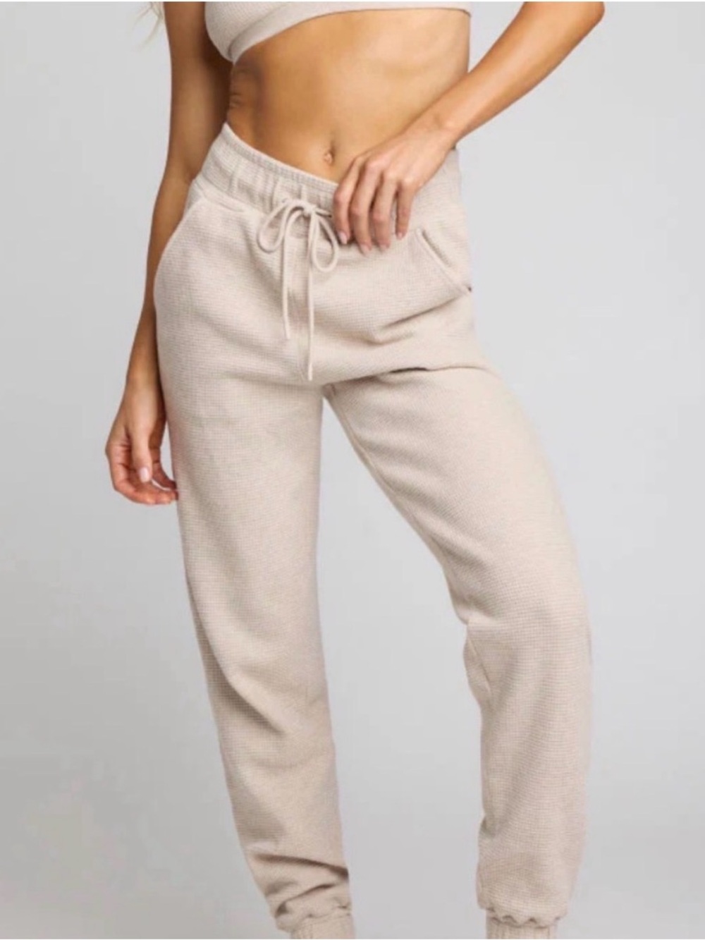 Negative Underwear Beige Waffle Knit Joggers